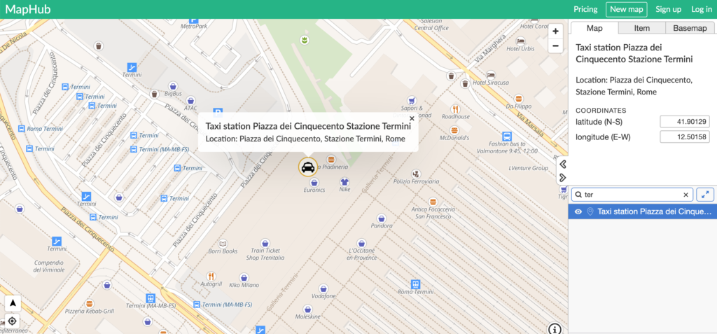 rome taxi stand maps